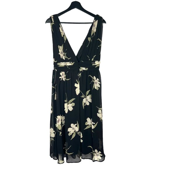 NWT Lulus Black Floral Print Chiffon Sleeveless Midi Dress Medium - Picture 4 of 12